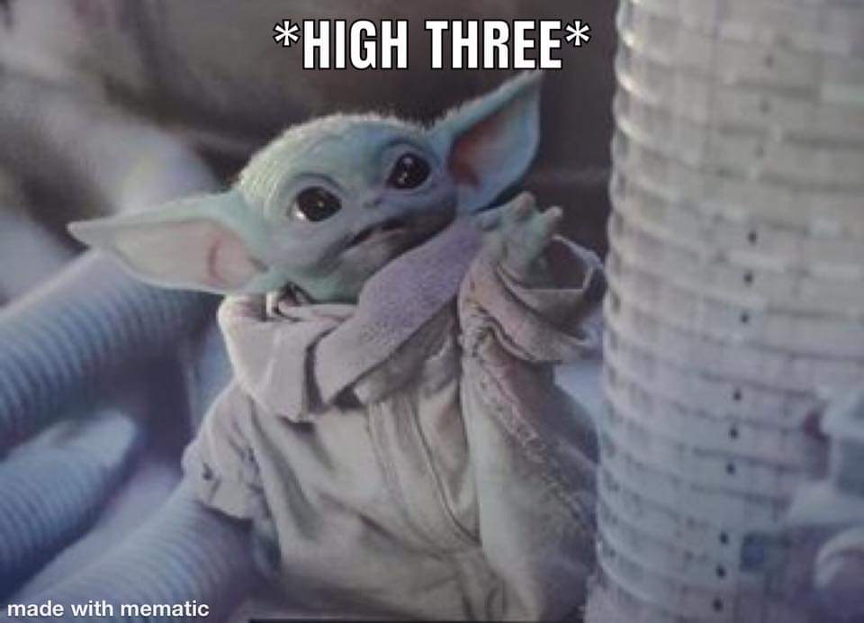 This meme features a character from the Star Wars franchise, Grogu (also known as Baby Yoda), giving a thumbs up with a goofy expression. The text overlay reads "High Key" and "Low Key", which are internet slang abbreviations for "highly" and "lowly" respectively, implying that the character is enjoying something, but also feeling a bit down. The meme is likely referencing a situation where someone is having a good time, but also feeling a bit anxious or uncertain.